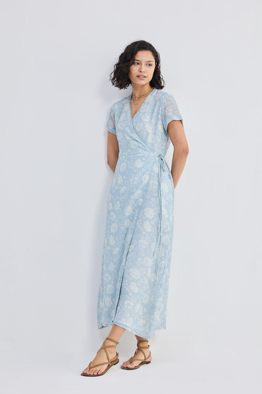 Maxi Wrap Dress in Florals
