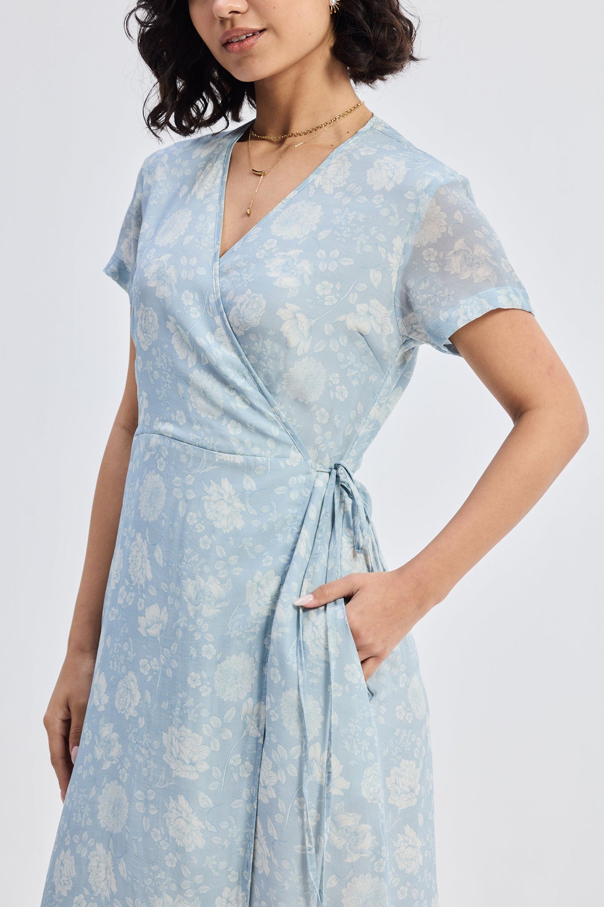 Maxi Wrap Dress in Florals